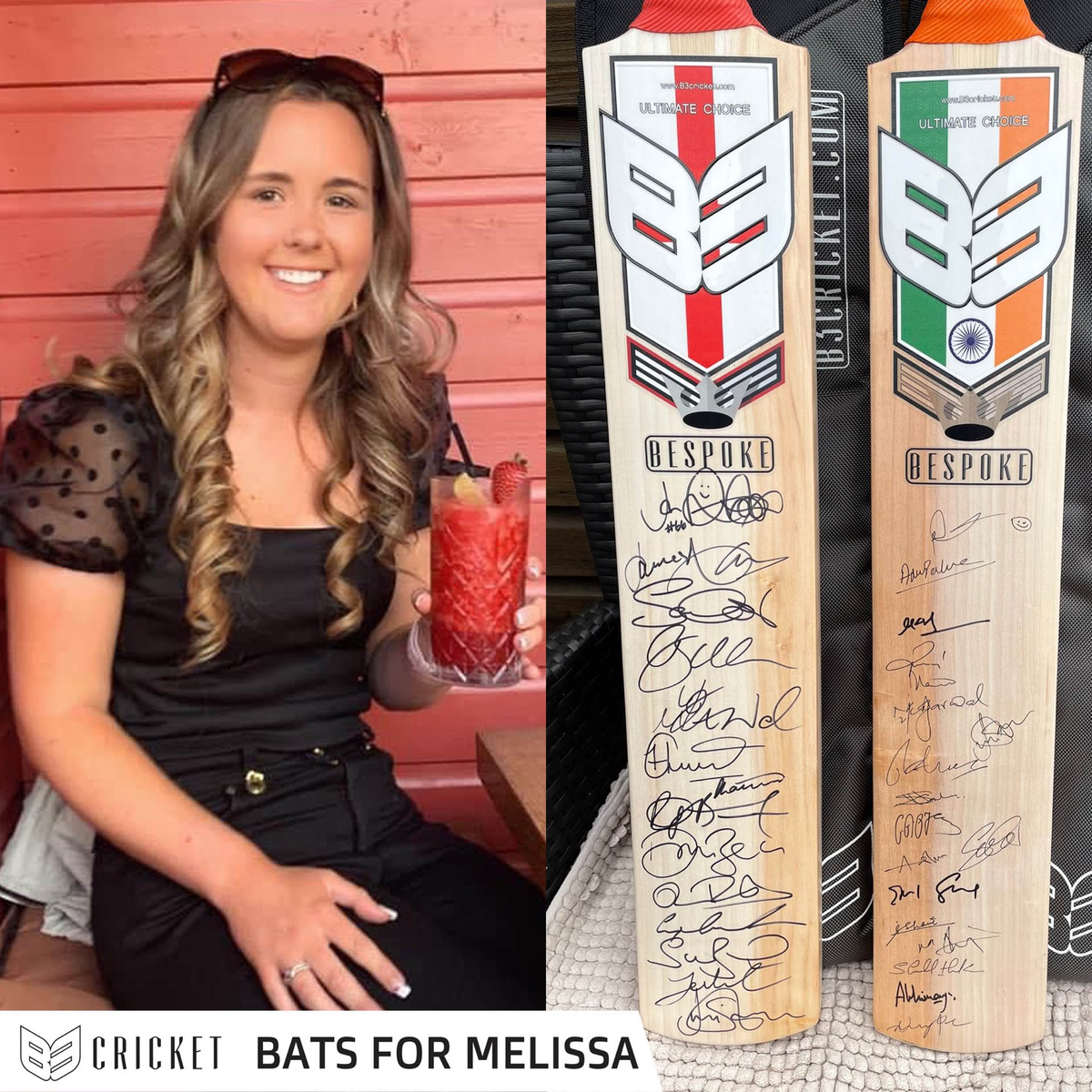 England and India Signed Bats for Melissa – English Willow Cricket Bats